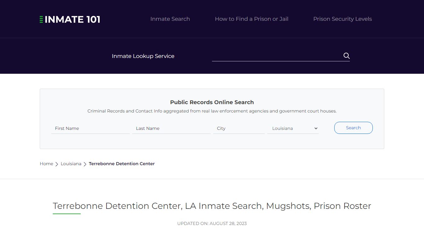Terrebonne Detention Center, LA Inmate Search, Mugshots, Prison Roster ...